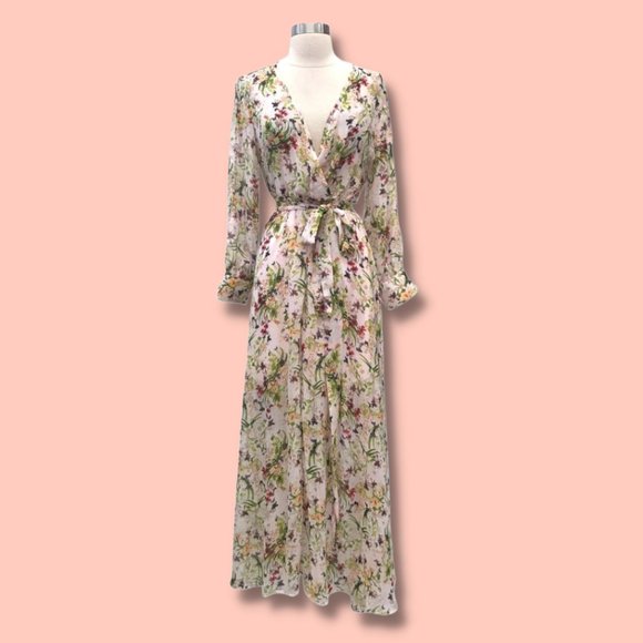 Hanni Dresses & Skirts - Wrap Maxi dress, Size M, V-neck, Long sleeves, Floral print, HANNI